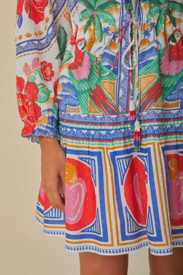 OffWhite Flowers Beach Mini Dress Women FARM Rio Mini Dresses