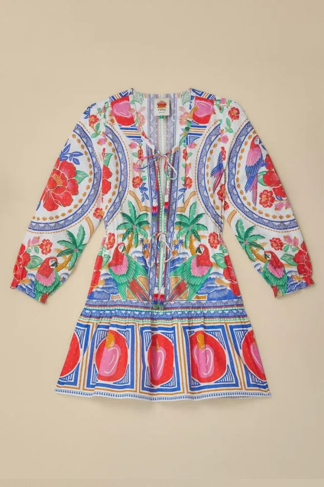 OffWhite Flowers Beach Mini Dress Women FARM Rio Mini Dresses