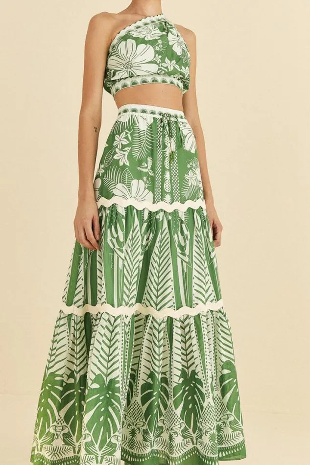OffWhite Macaw Elegance Maxi Skirt Women FARM Rio Maxi Dresses