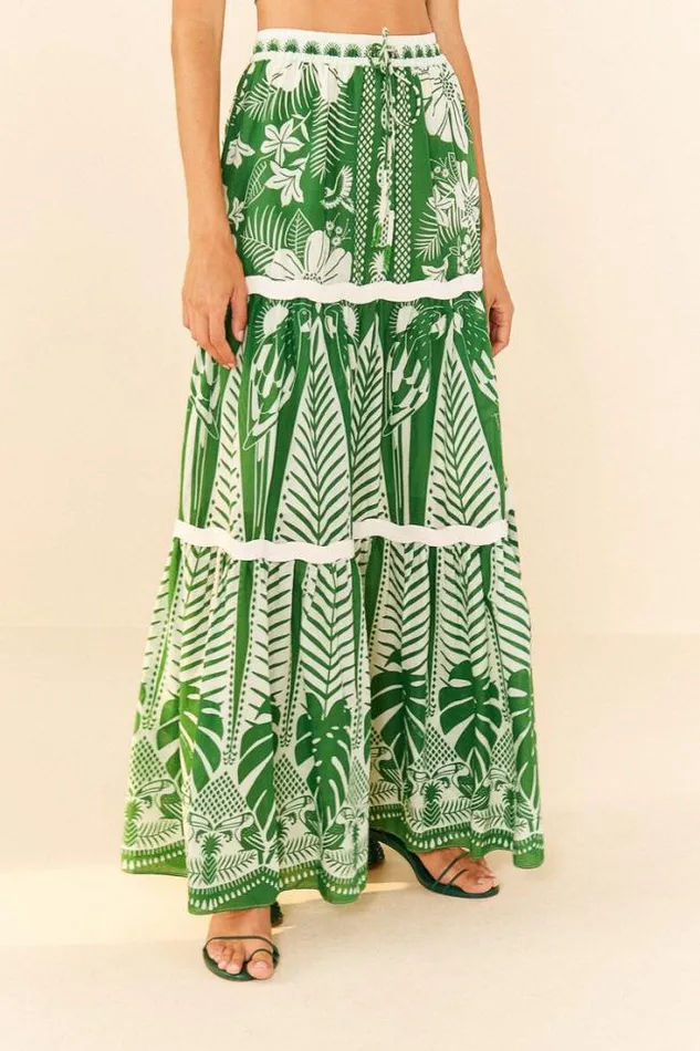 OffWhite Macaw Elegance Maxi Skirt Women FARM Rio Maxi Dresses