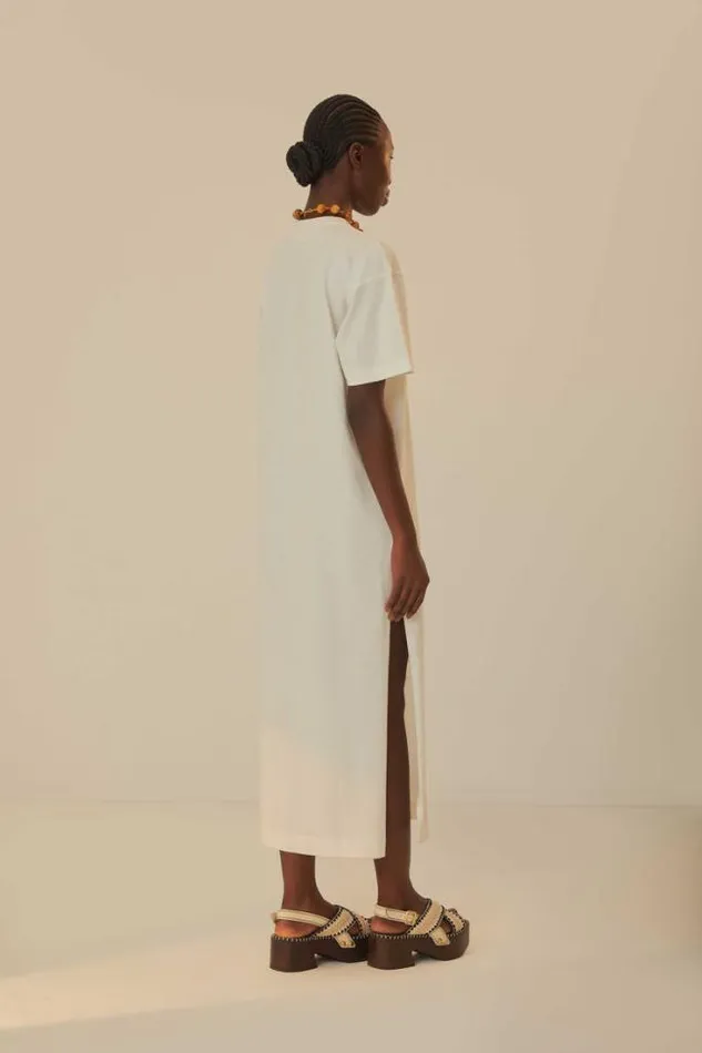 OffWhite Tropical Organic Cotton TShirt Dress Women FARM Rio Tshirts