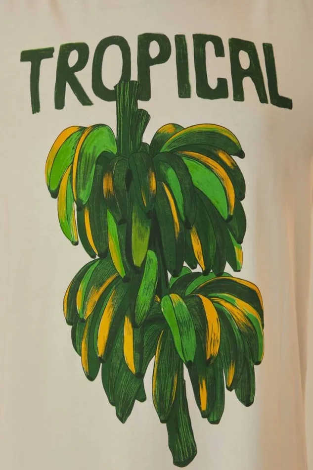 OffWhite Tropical Organic Cotton TShirt Dress Women FARM Rio Tshirts
