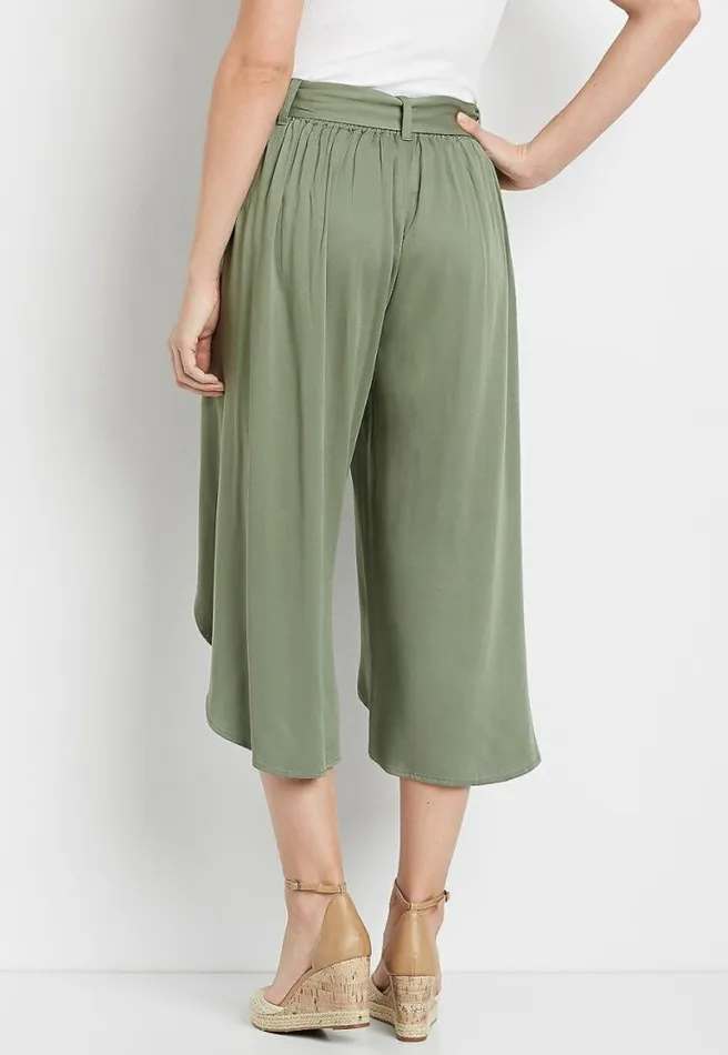 Olive Belted Cropped Flyaway Pant Women Maurices Bottoms