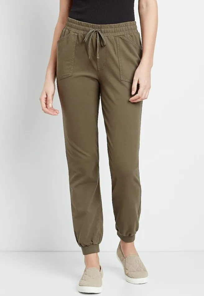Olive Knit Twill Jogger Pant Women Maurices Bottoms