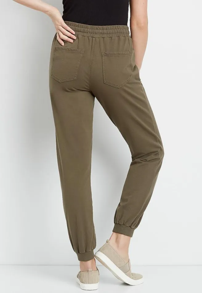 Olive Knit Twill Jogger Pant Women Maurices Bottoms