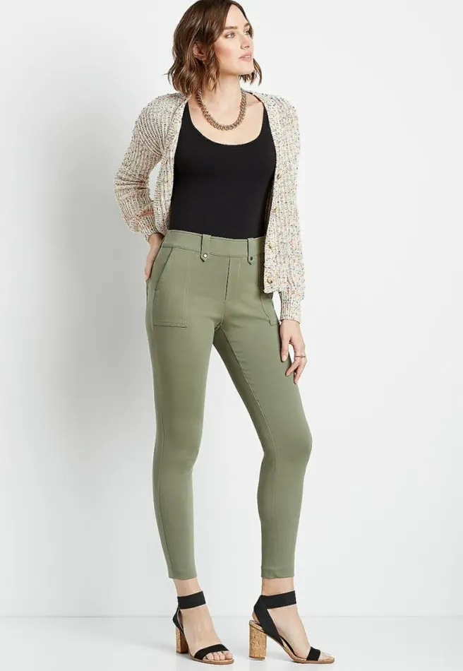 Olive Utility Pocket Bengaline Skinny Ankle Pant Women Maurices Bottoms
