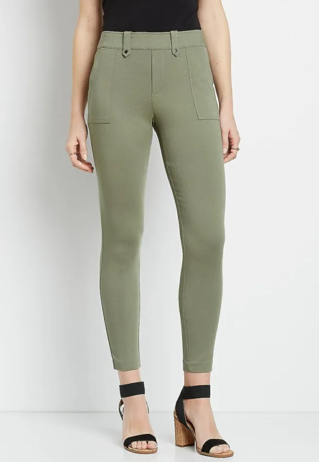 Olive Utility Pocket Bengaline Skinny Ankle Pant Women Maurices Bottoms