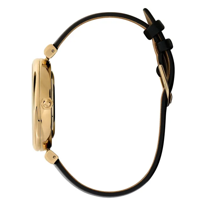 Olivia Burton Bee Watches Women 36mm Minima Bee TBar Gold and Black Leather Strap Watch