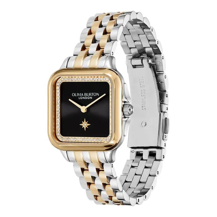Olivia Burton Classic Watches Women 28mm Grosvenor Black and Two Tone Bracelet Watch