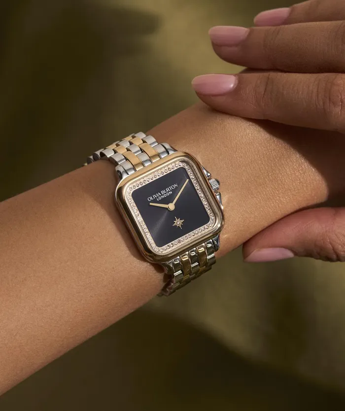 Olivia Burton Classic Watches Women 28mm Grosvenor Black and Two Tone Bracelet Watch