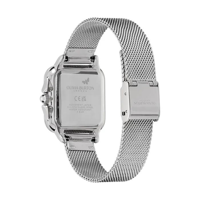 Olivia Burton Color Dial Watches Women 28mm Grosvenor Light Grey and Silver Mesh Watch