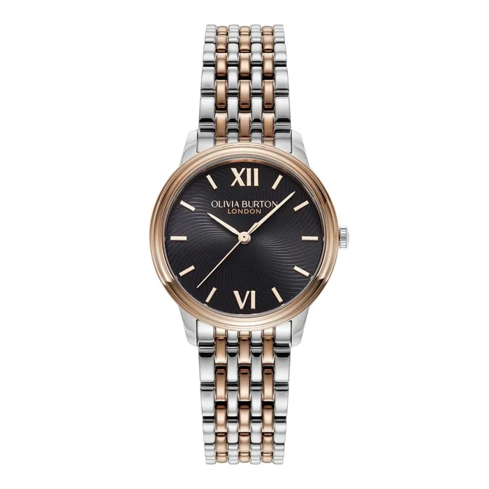 Olivia Burton Color Dial Watches Women 32mm Swirl Black and Two Tone Bracelet Watch