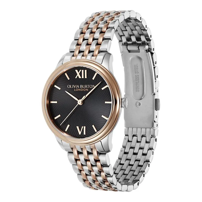 Olivia Burton Color Dial Watches Women 32mm Swirl Black and Two Tone Bracelet Watch