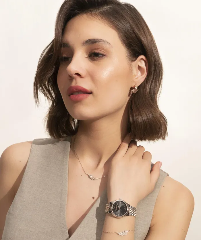 Olivia Burton Color Dial Watches Women 32mm Swirl Black and Two Tone Bracelet Watch