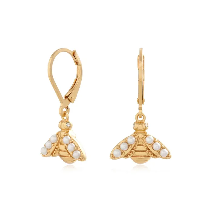 Olivia Burton Earrings Women Gold Bee Lever Back Hoops