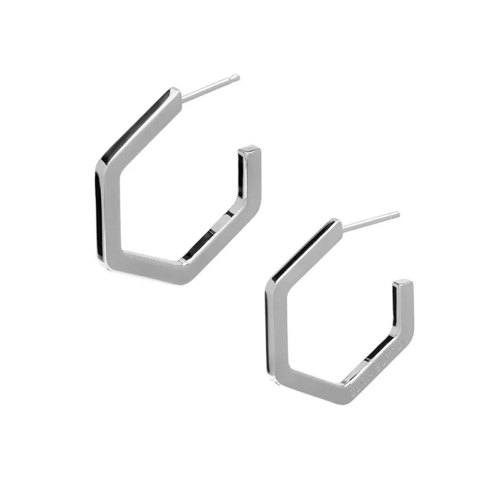 Olivia Burton Earrings Women Honeycomb Silver Tone Large Hoop Earrings