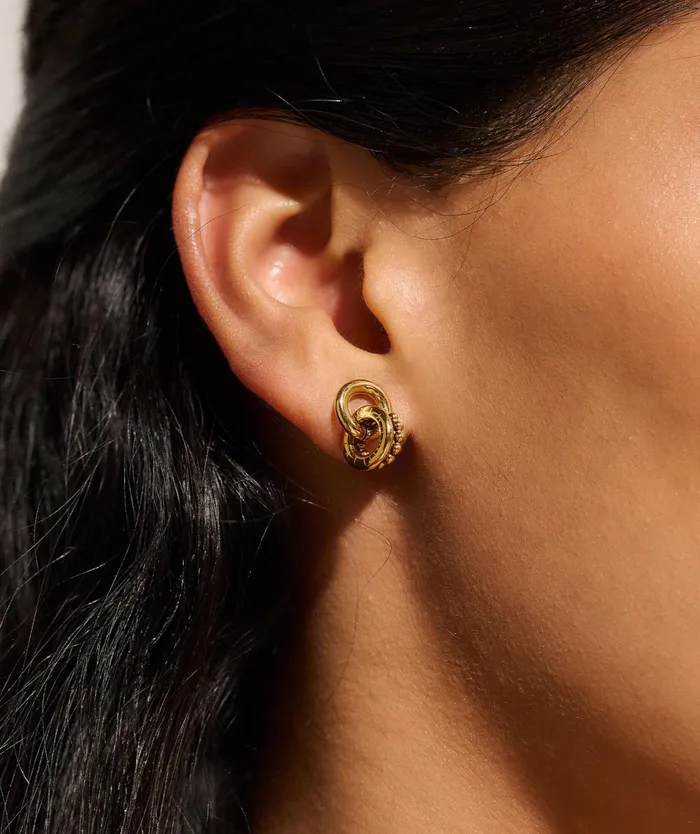 Olivia Burton Earrings Women Vintage Bead Gold Interlinked Circle Earrings