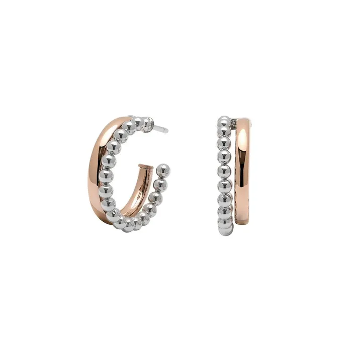 Olivia Burton Earrings Women Vintage Bead Two Tone Silver and Rose Gold Earrings