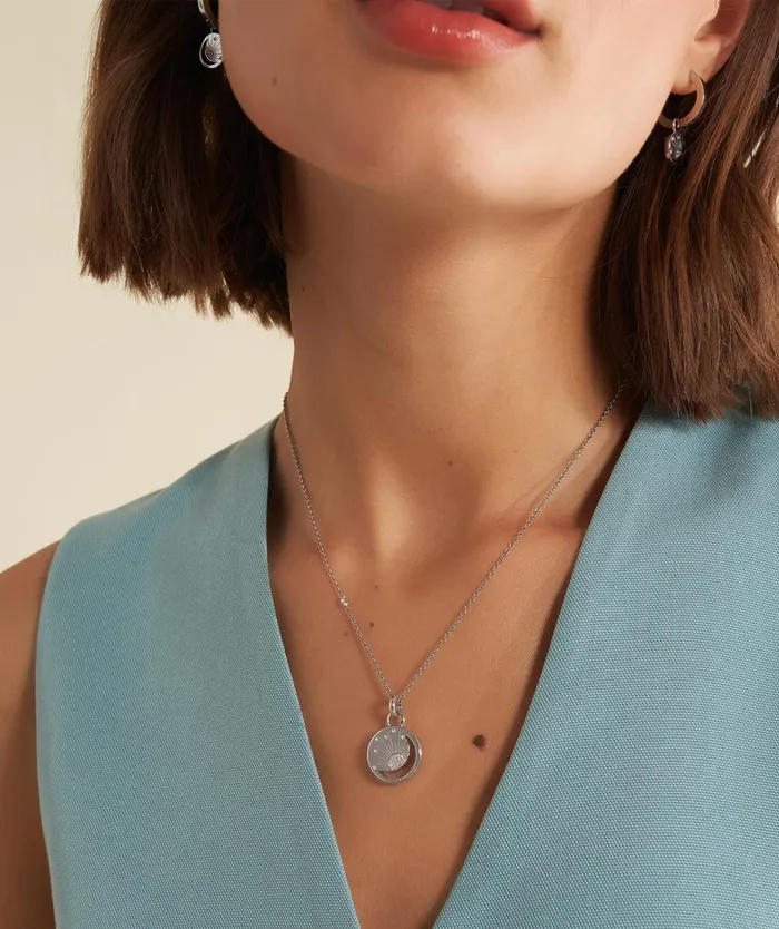 Olivia Burton Necklaces Women Celestial Sun Silver Tone Pendant Necklace