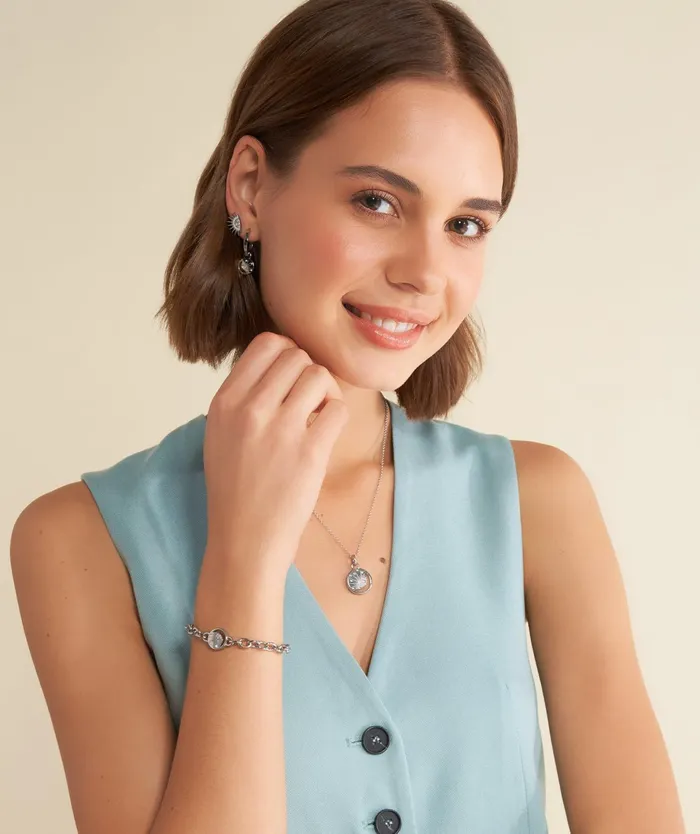 Olivia Burton Necklaces Women Celestial Sun Silver Tone Pendant Necklace