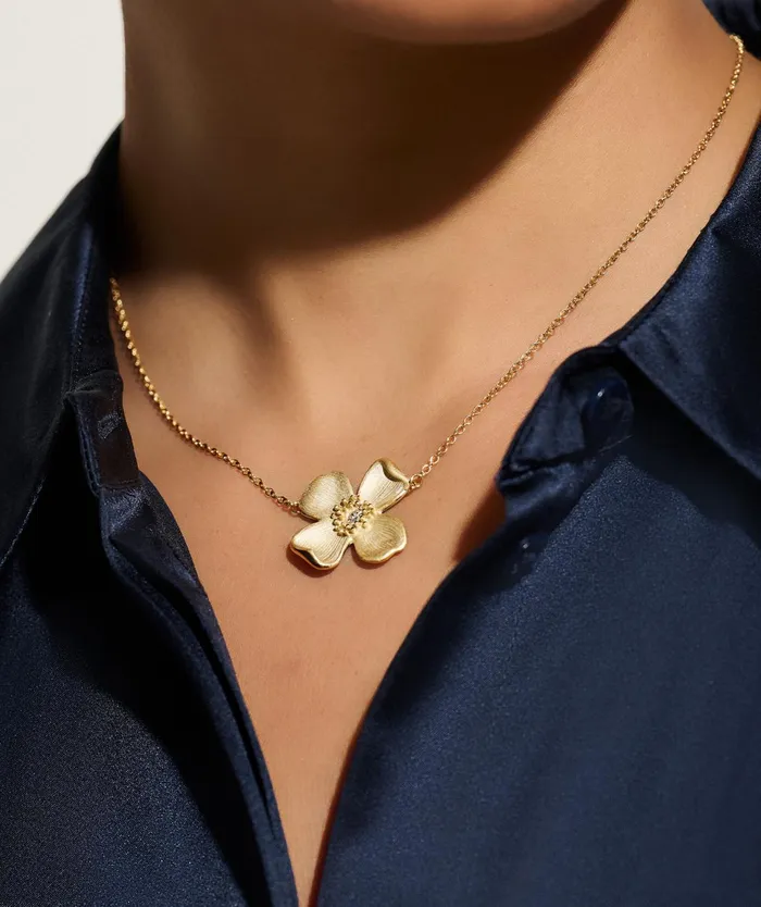 Olivia Burton Necklaces Women Dogwood Flower Gold Pendant Necklace
