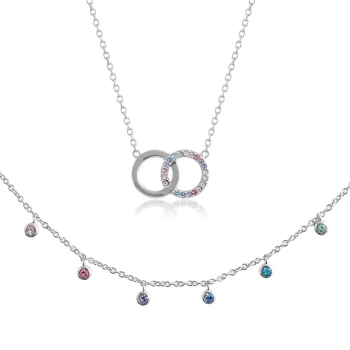 Olivia Burton Necklaces Women Silver Choker and Interlink Necklace Gift Set