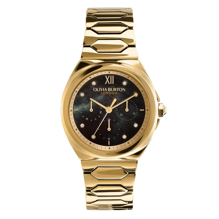Olivia Burton Sports Luxe Watches Women 36mm Lustre MultiFunction Black and Gold Bracelet Watch