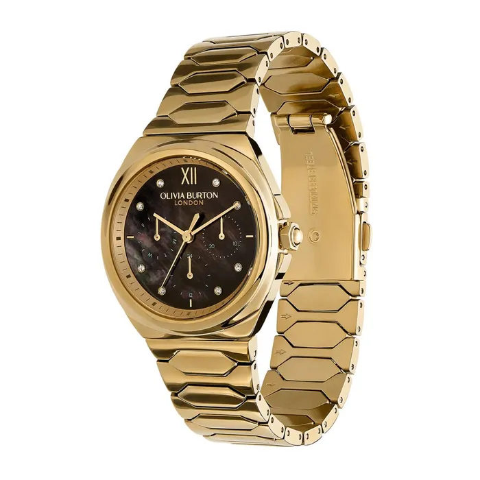 Olivia Burton Sports Luxe Watches Women 36mm Lustre MultiFunction Black and Gold Bracelet Watch
