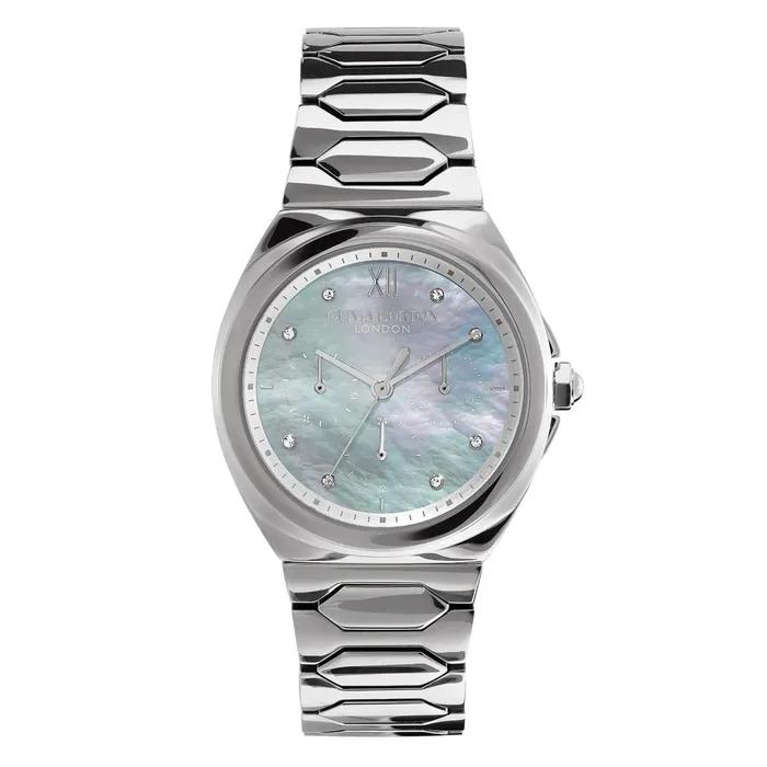 Olivia Burton Sports Luxe Watches Women 36mm Lustre MultiFunction Light Grey and Silver Bracelet Watch