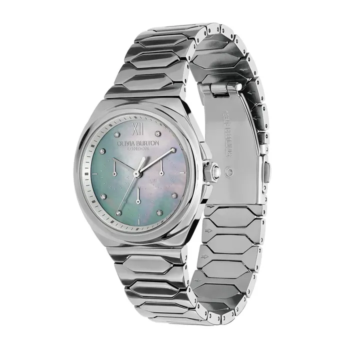 Olivia Burton Sports Luxe Watches Women 36mm Lustre MultiFunction Light Grey and Silver Bracelet Watch