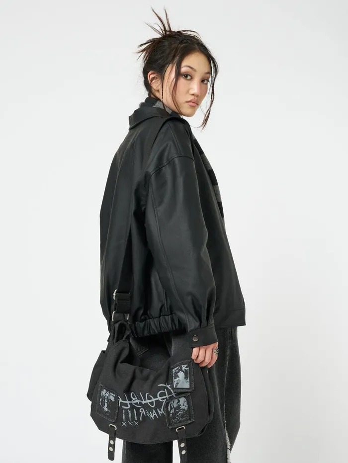 Olivia Vegan Leather Bomber Jacket In Black Women Minga London Jackets