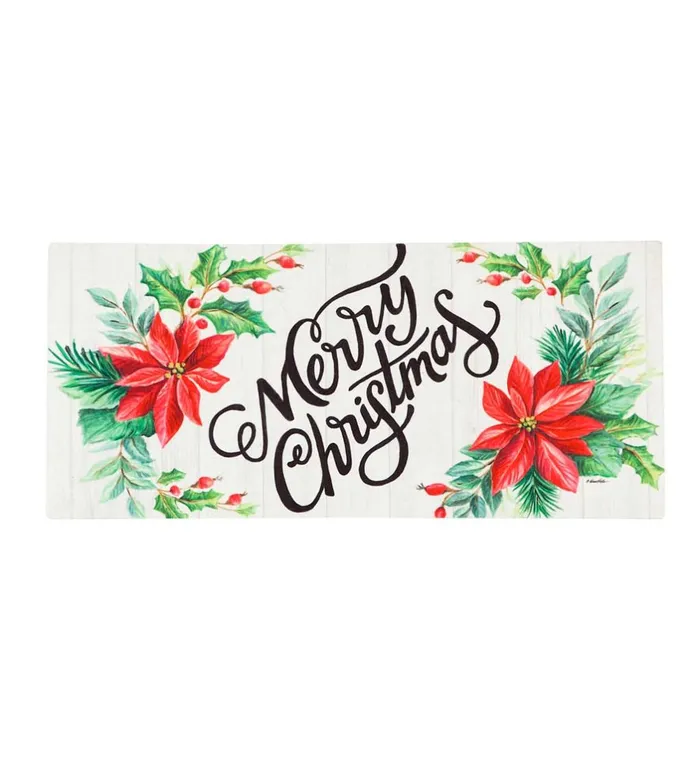 Outdoor Living Merry Christmas Poinsettias Sassafras Switch Mat Plow and Hearth Doormats and Boot Trays