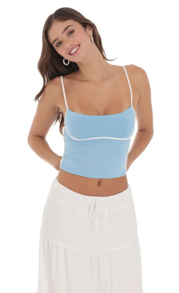 Outline Crop Top Sky Blue Women LUCY IN THE SKY Tops