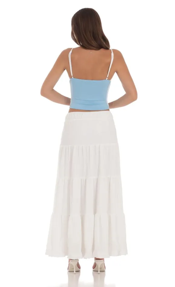 Outline Crop Top Sky Blue Women LUCY IN THE SKY Tops Outline Crop Top Sky Blue Women LUCY IN THE SKY Tops