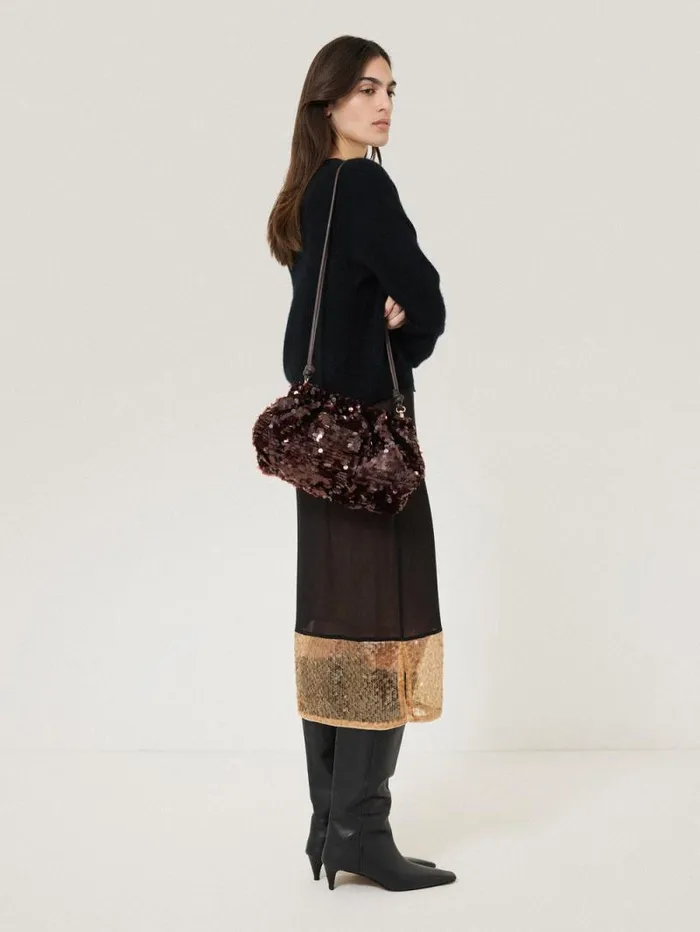 Oversized Sequin Clutch Brown Women Jigsaw Bags