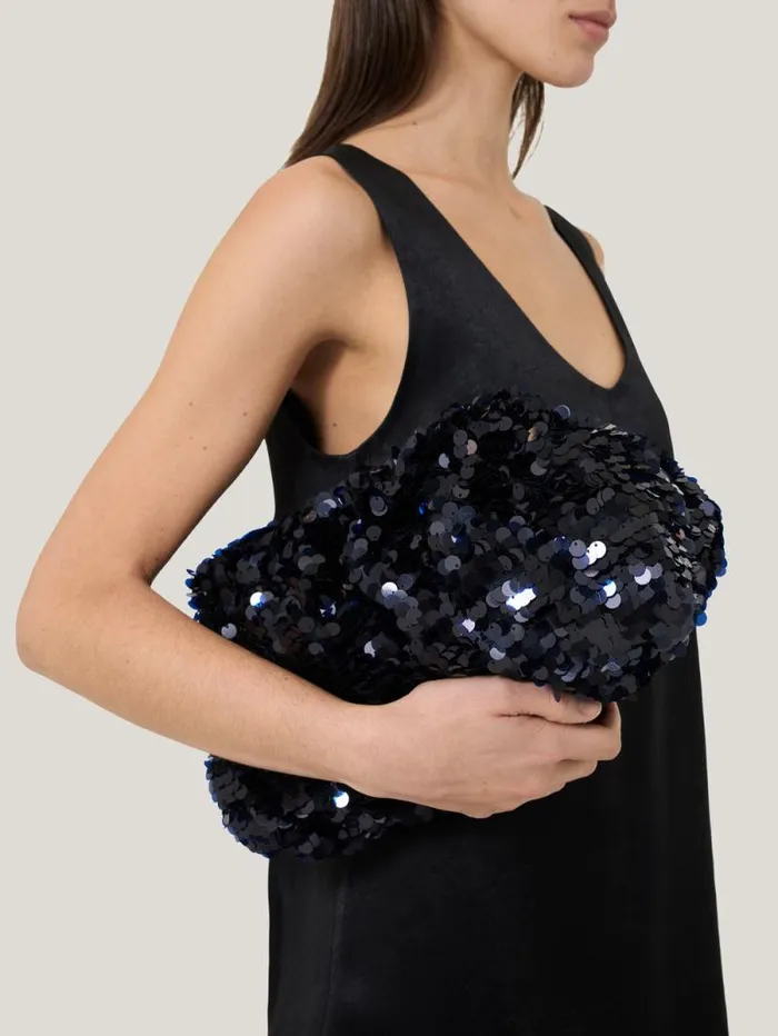 Oversized Sequin Clutch Navy Women Jigsaw Party