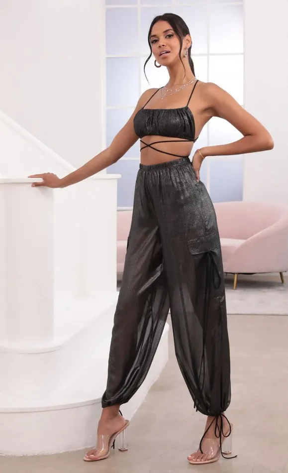 Pant Set Black Sparkle Women LUCY IN THE SKY Pants