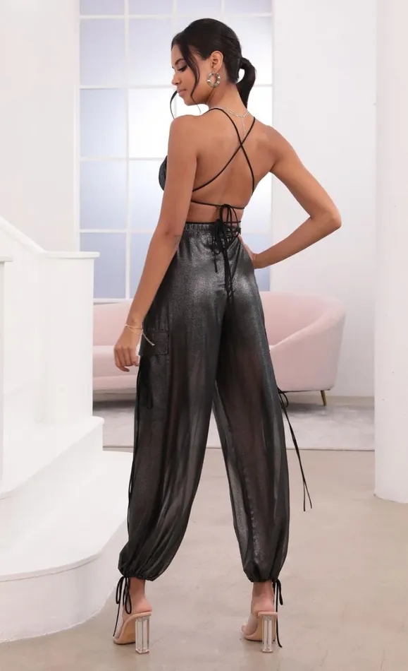 Pant Set Black Sparkle Women LUCY IN THE SKY Pants Pant Set Black Sparkle Women LUCY IN THE SKY Pants