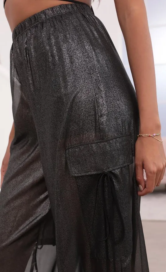 Pant Set Black Sparkle Women LUCY IN THE SKY Pants Pant Set Black Sparkle Women LUCY IN THE SKY Pants