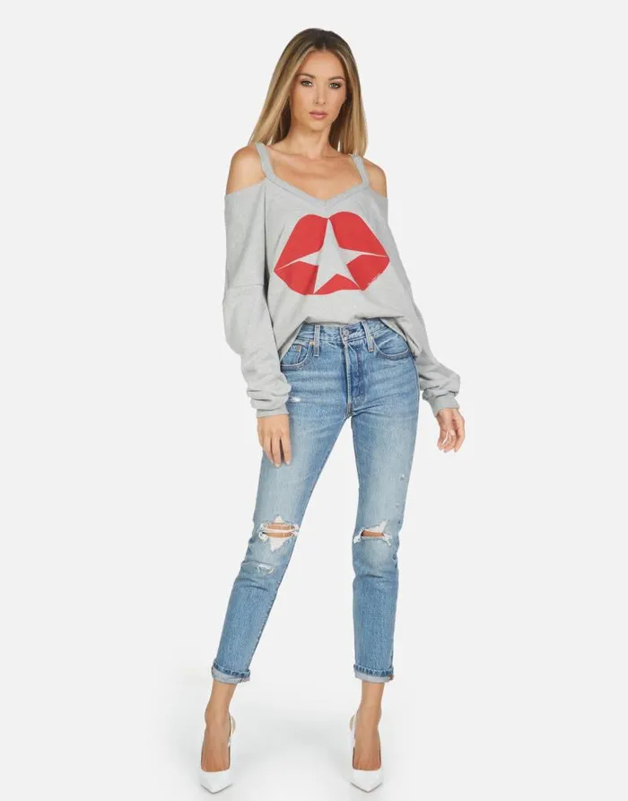 Patricia Star Kiss Heather Grey Women Lauren Moshi Long Sleeve
