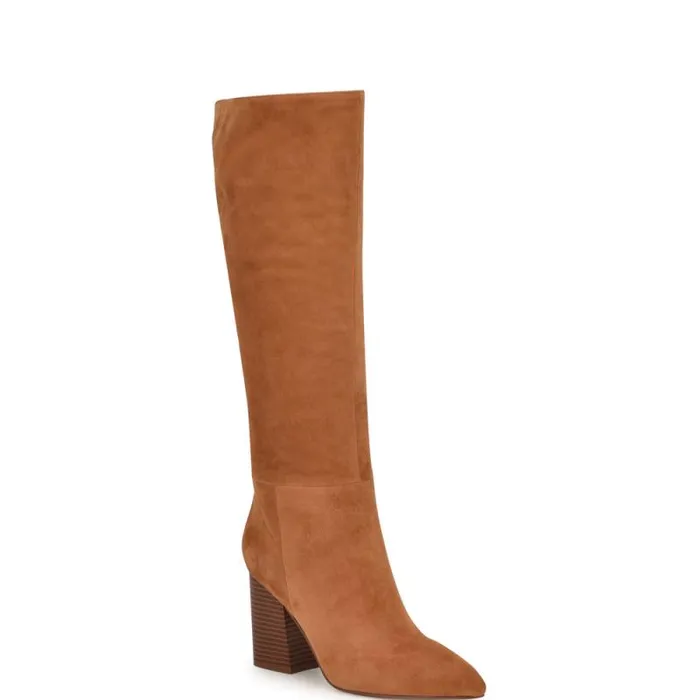 Peachey Heeled Boots Medium Brown Suede Women Nine West Heels Peachey Heeled Boots Medium Brown Suede Women Nine West Heels