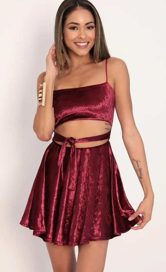 Perrie Velvet Aline Dress Merlot Women LUCY IN THE SKY TwoPiece Sets Perrie Velvet Aline Dress Merlot Women LUCY IN THE SKY TwoPiece Sets