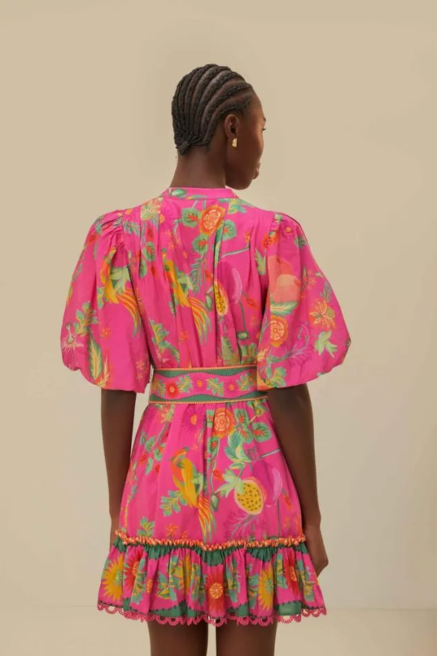 Pink Delicate Fruit Garden Mini Dress Women FARM Rio Mini Dresses