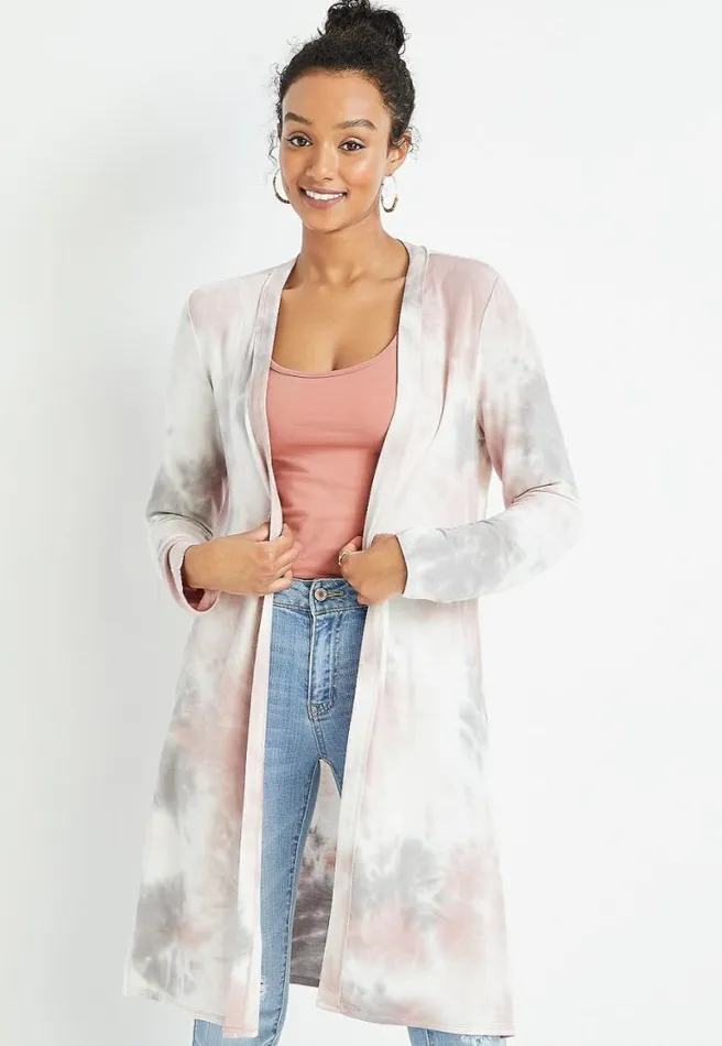 Pink Tie Dye Duster Cardigan Women Maurices Tops
