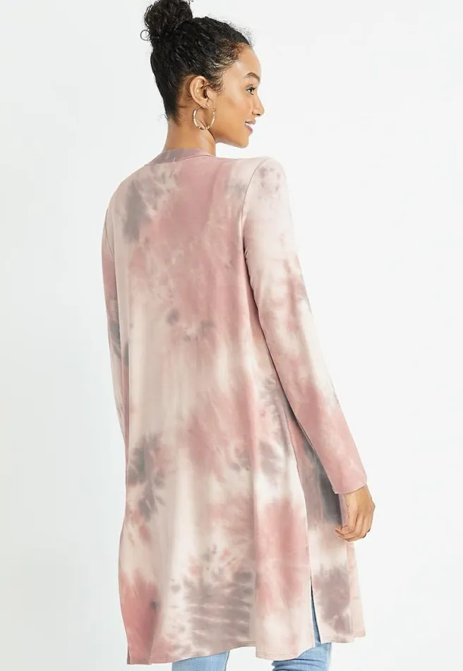Pink Tie Dye Duster Cardigan Women Maurices Tops