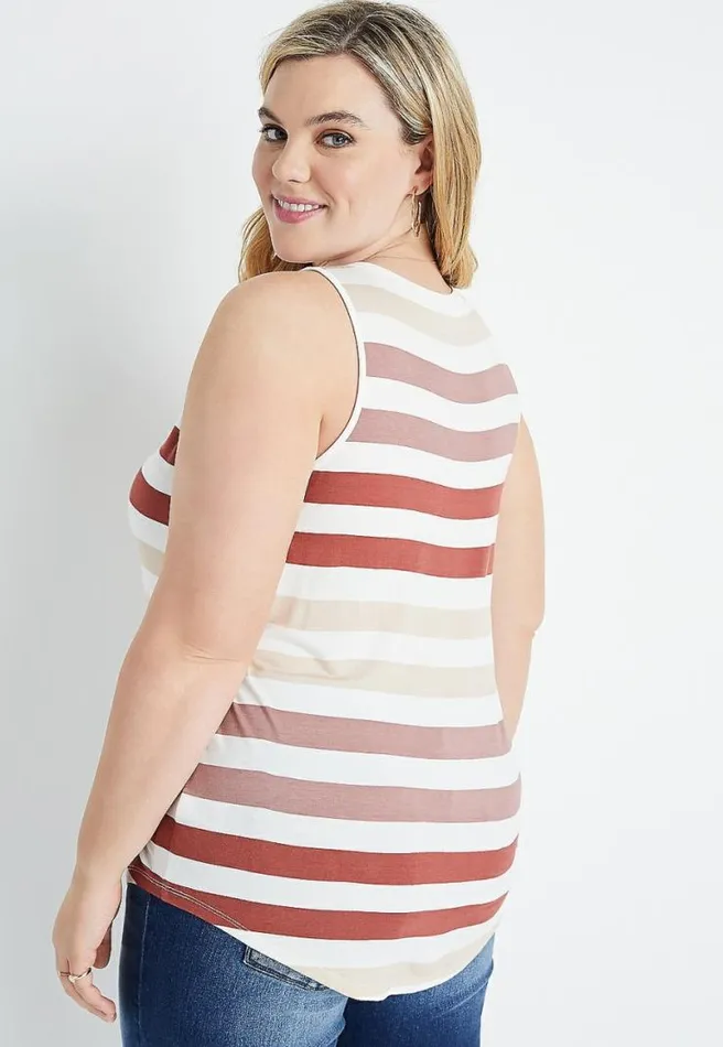Plus Size 247 Multi Striped VNeck Tank Top Women Maurices Plus Tops