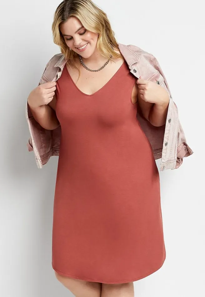 Plus Size 247 Red Double VNeck Shift Dress Women Maurices Plus Dresses and Jumpsuits
