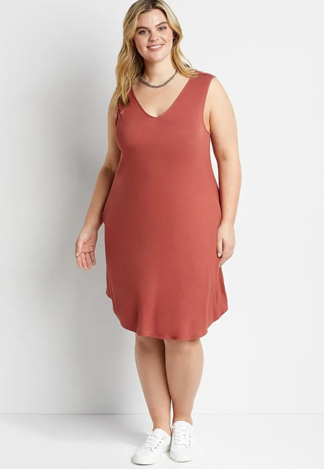 Plus Size 247 Red Double VNeck Shift Dress Women Maurices Plus Dresses and Jumpsuits