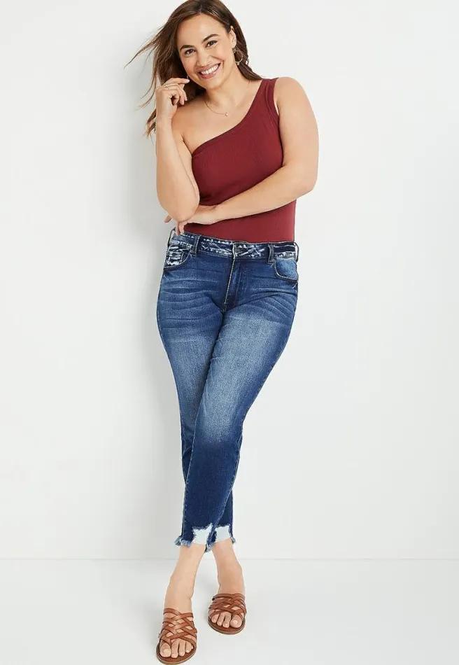 Plus Size 247 Solid Ribbed One Shoulder Tank Top Women Maurices Plus Tops