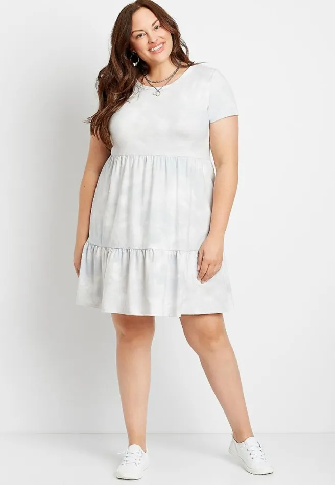 Plus Size 247 Tie Dye Babydoll Mini Dress Women Maurices Plus Dresses and Jumpsuits